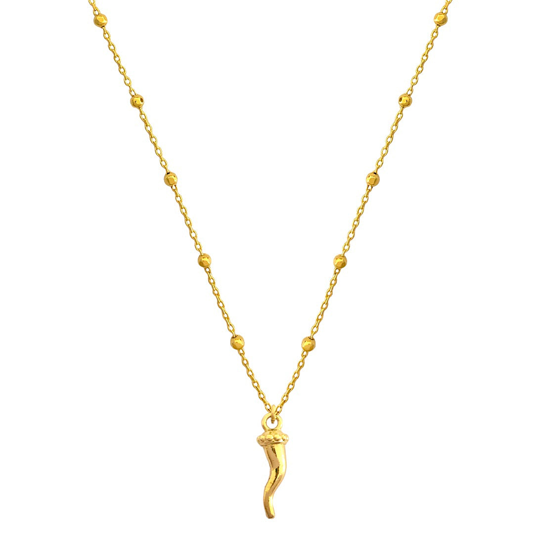 Horn necklace with rosary chain