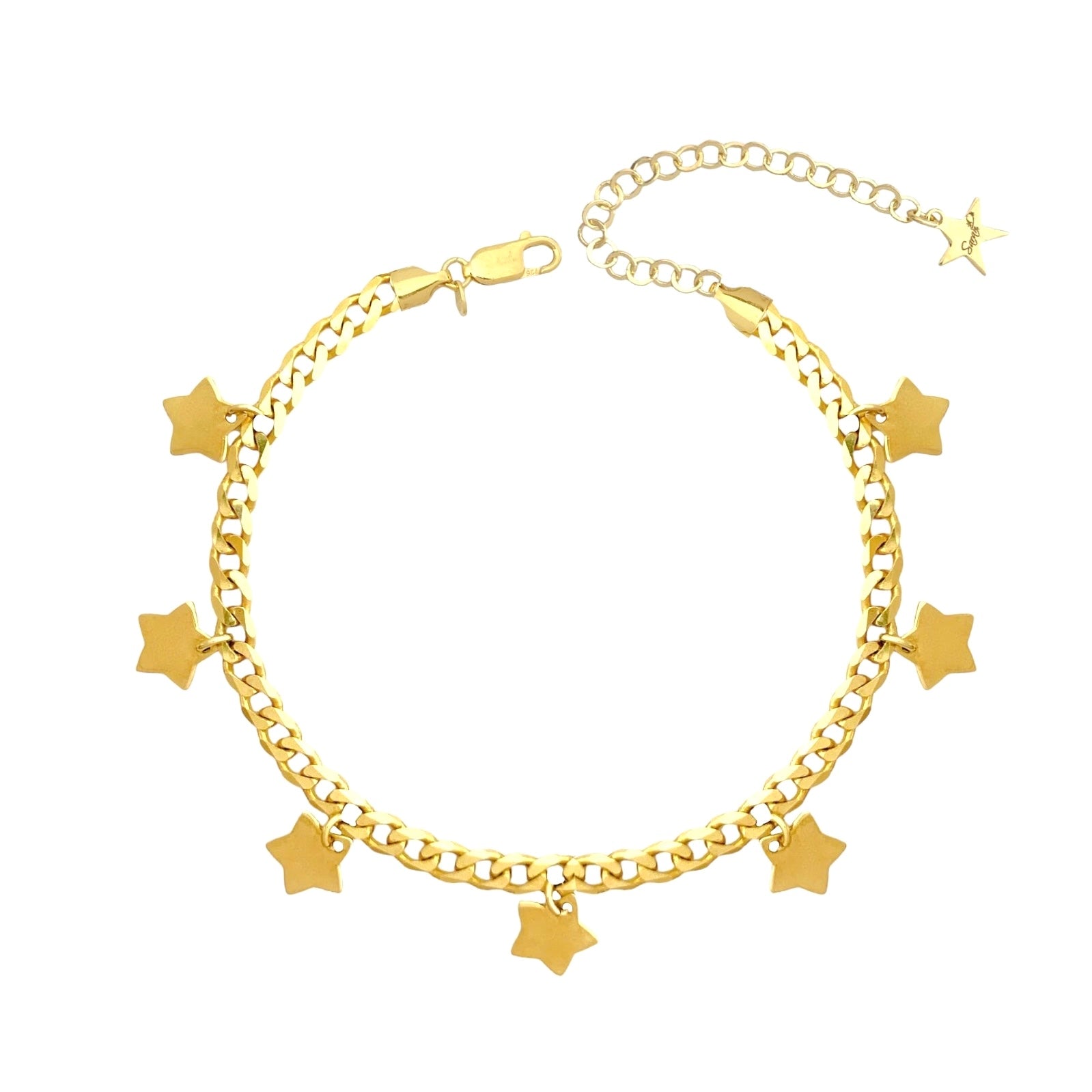 Anklet with groumette chain with hanging stars